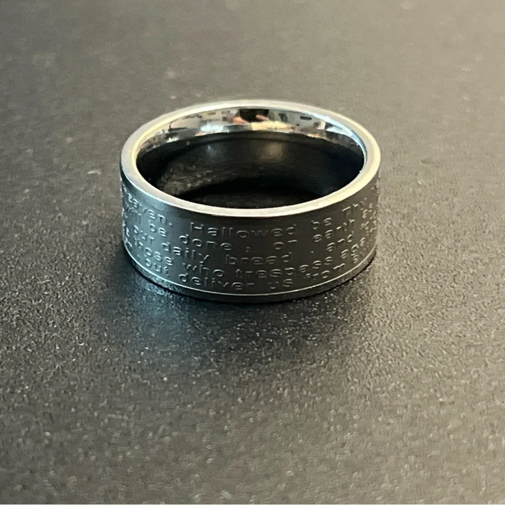 Stainless Steel Cross Prayer Ring - Silver